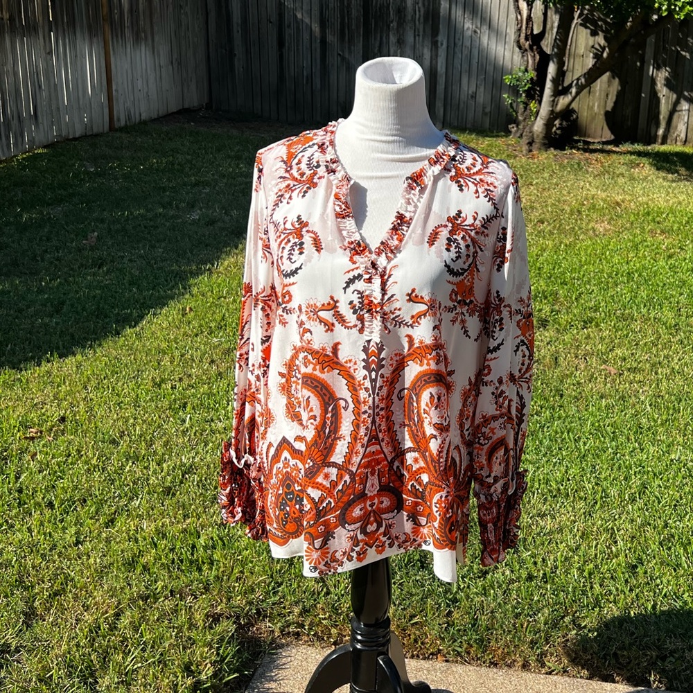 Brand New With Tags Kobi Halperin Multicolor Long Sleeve Blouse Size L